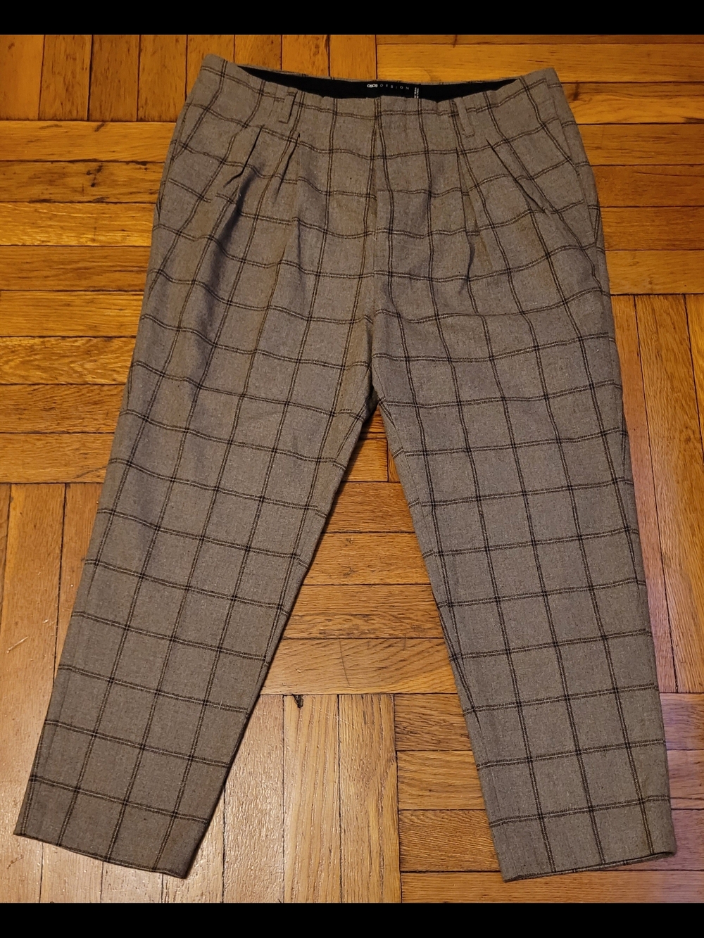 ASOS Design High-Waist Plaid Tampered Pants W33 L30